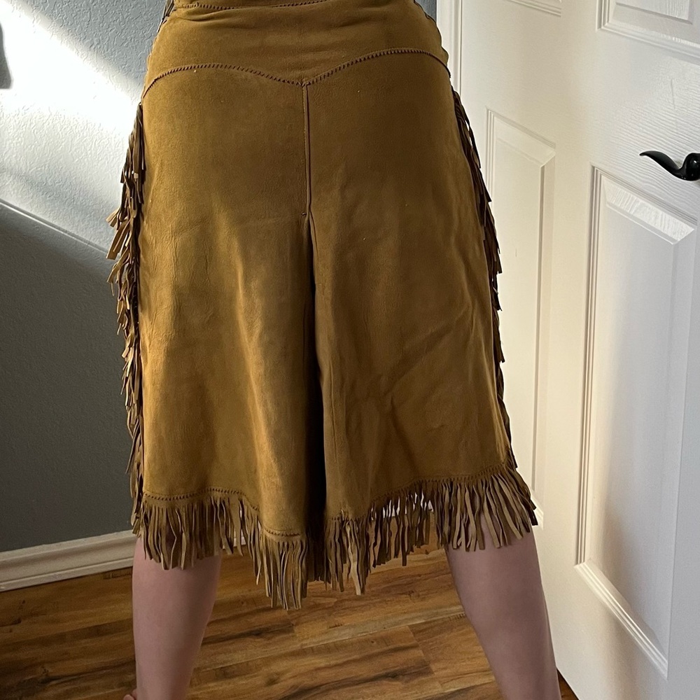 Vintage ridding Fringed Tan Skirt